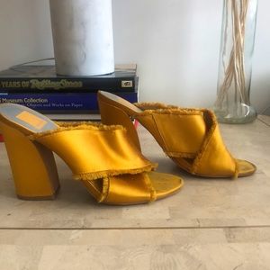 Stunning silk gold sandal heels from Dolce Vita